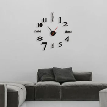 3D Настенные часы Бескаркасные DIY Настенные Часы Модные Цифровые 3D Акриловые Настенные Часы Декор Наклейка DIY Набор часов для художественного декора 1