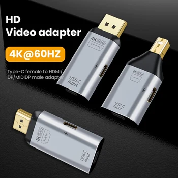 Адаптер USB C Type-C Женский к HDMI-совместимому адаптеру DP miniDP с разъемом для видео высокой четкости 4K при 60 Гц (интерфейс, совместимый с MINI DP) 2