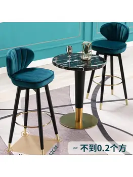 Барный стул из массива светлой роскоши Северной Европы, Вращающийся американский высокий стул, Модный барный стул, современный высокий стул с простой спинкой 1