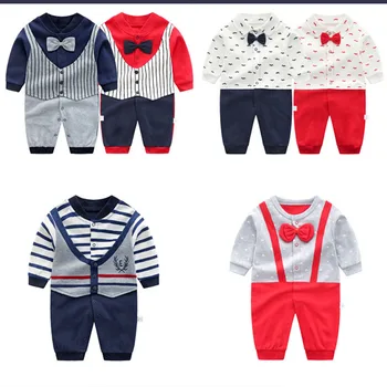 Весенне-осенний Комбинезон для новорожденных, Детская одежда для мальчиков и девочек с длинным рукавом, осенний комбинезон для малышей 0-24 месяцев, хлопковый комбинезон для малышей 1