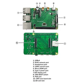 Для Raspberry Pi CM4 Базовая плата ввода-вывода CM4-4B Плата Адаптера CM4-PI4B Адаптер С Корпусом 2