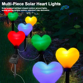 Загорающееся сердце на солнечной батарее, светодиодная лампа Love Heart Atmosphere, IP65, водонепроницаемая для внутреннего дворика в саду на День Святого Валентина. 1