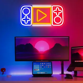 Игровая неоновая вывеска для игровой комнаты, ретро игровая консоль с питанием от USB, светодиодная неоновая вывеска, светодиодная неоновая вывеска для геймеров с регулируемой яркостью для мальчика-подростка 2