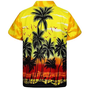 Летние модные 3D Рубашки Мужские Негабаритные Пляжные мужские Рубашки С коротким рукавом И Принтом Кокосовой Пальмы Гавайские топы Мужская Одежда Camiseta 2