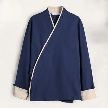 Мужская рубашка-кимоно, кардиган, традиционный мужской китайский костюм самурая, повседневная куртка-кимоно харадзюку, уличная одежда, топы 1