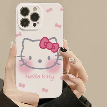 НОВЫЙ Sanrio Hello Kitty Bow Cute Phone Case ins Для iPhone 15 14 13 12 11 Pro Max XR Mini XS Max 7 8 Plus Полнообъективный Розовый Мультфильм 1