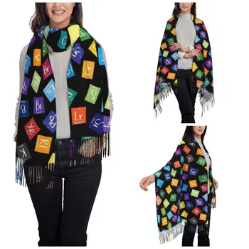 Радужный шарф с периодической таблицей Менделеева для женщин, осенне-зимняя шаль, обертывание, элементы научной химии, длинный шарф-шаль, легкий вес 2