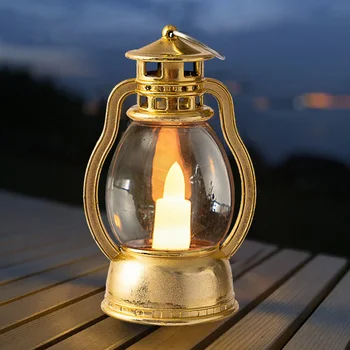 Ретро Электронная свеча, бездымная беспламенная светодиодная электронная масляная лампа, Мини Портативный подвесной фонарь для украшения дня рождения 2