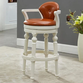 Скандинавские барные стулья из массива дерева, изготовленная на заказ барная подсветка, Роскошная Домашняя мебель, высокий стул для ресторана, Минималистичный барный стул со спинкой в стиле ретро 1