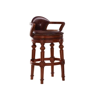 Скандинавские барные стулья из массива дерева, изготовленная на заказ барная подсветка, Роскошная Домашняя мебель, высокий стул для ресторана, Минималистичный барный стул со спинкой в стиле ретро 2