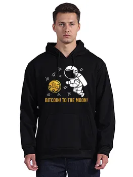 Толстовка Fly To the Moon с принтом криптовалюты Bitcoin, винтажная толстовка в стиле панк, хлопковый пуловер в стиле хип-хоп Harajuku, пальто унисекс 1