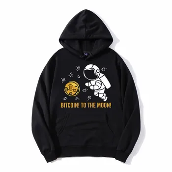 Толстовка Fly To the Moon с принтом криптовалюты Bitcoin, винтажная толстовка в стиле панк, хлопковый пуловер в стиле хип-хоп Harajuku, пальто унисекс 2