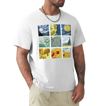 Футболка с рисунком Винсента Ван Гога в сетку, забавная футболка, корейская мода, мужские футболки большого и высокого роста 1