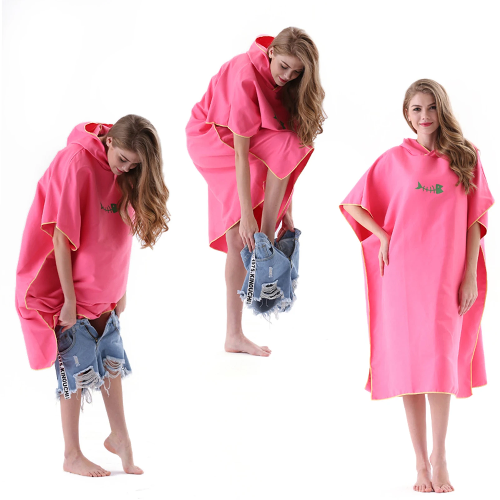 Быстросохнущее полотенце с капюшоном водолазный костюм для взрослых халат Пончо, пляжное одеяло из микрофибры, банное полотенце, впитывающее воду для серфинга, купальное полотенце Изображение 2
