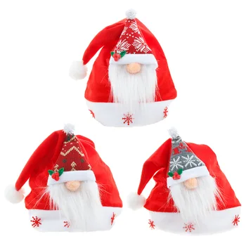 1 шт. Высококачественный Мягкий Мех Рождественский Красный Безликий Лесной Старик Шляпы Шапки для Взрослых Рождественское Украшение Для Домашнего Праздника Головной Убор 1