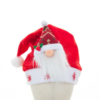 1 шт. Высококачественный Мягкий Мех Рождественский Красный Безликий Лесной Старик Шляпы Шапки для Взрослых Рождественское Украшение Для Домашнего Праздника Головной Убор 2