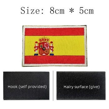 1 шт. Испания-флаг Испании мира, высококачественная нашивка с вышивкой крючком и петлей, Размер 8 см * 5 см 1