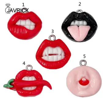 10шт Сексуальная девушка с красными губами из смолы для изготовления ювелирных изделий DIY серьги с плоской спинкой Ожерелье Брелок Подвески 1