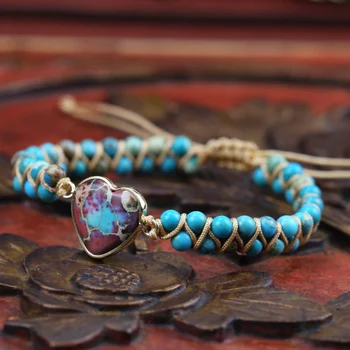 2023 НОВОЕ ПОСТУПЛЕНИЕ браслет-оберег в виде сердца для женщин с оплеткой из натурального камня, регулируемый браслет из бусин в стиле бохо, браслет в подарок
