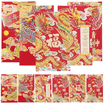 30 Шт 2024 Год Дракона Красный пакет Новый Детский кошелек Декоративные Пакеты Конверты Китайский подарок Бумажные Деньги Стиль Ребенка 1
