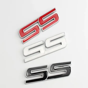 3D металл, черный, белый, красный Логотип, эмблема SS, Значок на крыле автомобиля, наклейка на багажник для Chevrolet Camaro, Аксессуары для наклеек SS 1