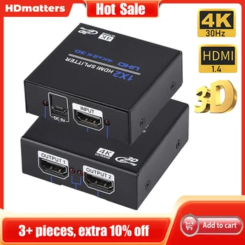 4K HDMI Разветвитель 1X2 1X4 HDMI 4K Разветвитель 1 вход 2 выхода Одновременно 2160P HDMI 1.4 Разветвитель для двух мониторов HDCP 1.4 4K 30Hz
