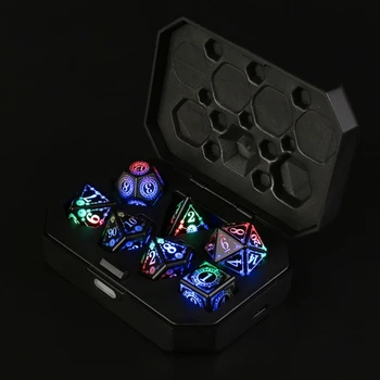 7 шт. перезаряжаемых светодиодных электронных кубиков с зарядным устройством для настольных игр 2