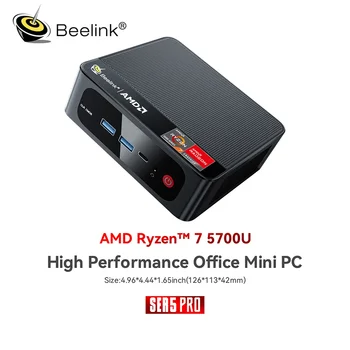 Beelink SER5 PRO Ryzen 7 5700U Мини ПК WiFi 6 BT 5,2 Двойной Вентилятор Тройной Дисплей DDR4 3200 МГц Поддержка Двухканального NVME SSD