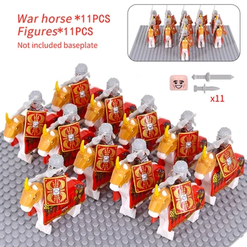 MOC Средневековый Рим, Фигурки замка Сигнифер, Римские солдаты, боевой конь, военные строительные блоки, Кирпичи, Игрушки для детей, Рождественские подарки 1