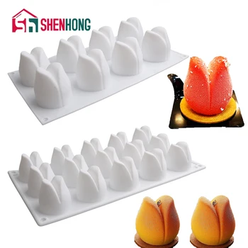 SHENHONG 2 типа Силиконовая форма для торта в виде бутона тюльпана, форма для мыла ручной работы, инструменты для выпечки пищевых муссов, кухонные формы для выпечки 1