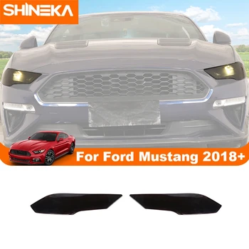 SHINEKA Дымчато-Черный ABS Автомобильная Передняя Фара, Декоративная Крышка для Ford Mustang 2018 2019 2020 2021 2022 2023 Up Аксессуары 1