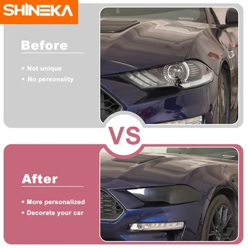 SHINEKA Дымчато-Черный ABS Автомобильная Передняя Фара, Декоративная Крышка для Ford Mustang 2018 2019 2020 2021 2022 2023 Up Аксессуары 2