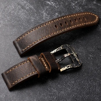 Бронзовый ремешок для часов оригинального дизайна 22 24 26 мм, утолщенный мужской мягкий браслет, ремешок для часов в винтажном стиле, латунное кольцо 2