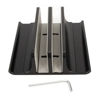 Вертикальная подставка для ноутбука из алюминиевого сплава, 2 слота, дизайн 4 в 1, многофункциональный компактный держатель для ноутбука размером до 17,3 дюйма 1