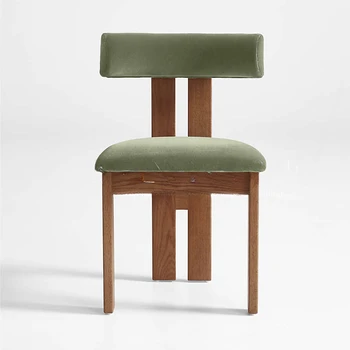 Винтажный обеденный стул домашняя дубленка со спинкой из цельного дерева кресло для отдыха 1