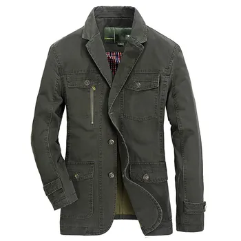 Военный блейзер куртка мужчины весна осень повседневная хлопок промывают пальто армия бомбардировщик пиджаки джинсовая грузов тренч плюс размер 5XL 2