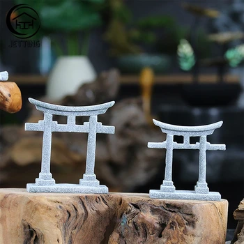 Декор Японского аквариума Torii Gate, Миниатюрный орнамент, Садовый храм, синтоистский пейзаж, Имитация микроукрашения из песчаника 1