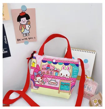Детская холщовая сумка Sanrio My Melody 2022, Милая мультяшная сумка Через плечо, Модный кошелек для монет 2