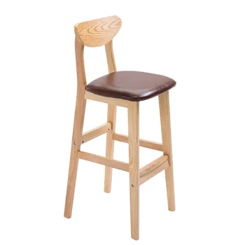 Лучшая цена Скандинавские барные стулья из массива дерева, изготовленная на заказ барная подсветка, Роскошная Домашняя мебель, высокий стул для ресторана, Минималистичный барный стул со спинкой в стиле ретро ~ Мебель > Qrcart.ru 11