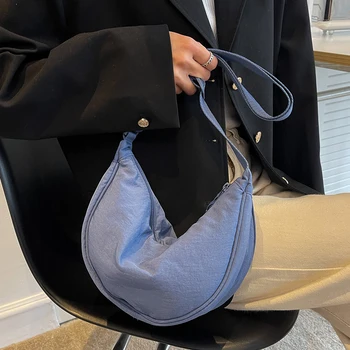 Женская однотонная нагрудная сумка большой емкости для путешествий, сумки через плечо, поясная сумка с дизайном Half Moon, женская повседневная уличная сумка 1
