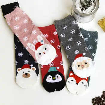 Женские носки Lady Girl, женские Рождественские носки, модные зимние Кавайные милые шерстяные 3D Женские теплые носки с героями мультфильмов 1