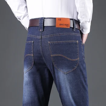 Классические повседневные прямые джинсы средней посадки, длинные брюки, удобные брюки свободного кроя, новая брендовая мужская одежда, горячая распродажа мужских джинсов 1