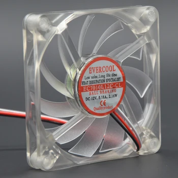 компьютерный светодиодный вентилятор 70 мм красный вентилятор охлаждения процессора ПК тонкий толщиной 10 мм 70X70X10 мм DC 12V с низким уровнем шума 0.18A 3300 об/мин 3-Контактный EC7010L12C-CL 1