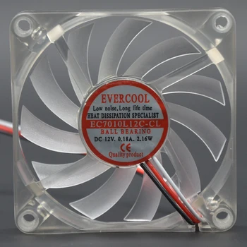 компьютерный светодиодный вентилятор 70 мм красный вентилятор охлаждения процессора ПК тонкий толщиной 10 мм 70X70X10 мм DC 12V с низким уровнем шума 0.18A 3300 об/мин 3-Контактный EC7010L12C-CL 2