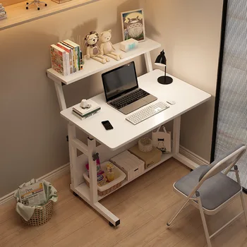 Компьютерный стол с подъемной полкой для хранения, Регулируемый по высоте Столик для ноутбука на колесиках, Переносной ПК, Компьютерные столы, мебель 2