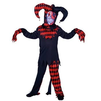 Костюмы Злого клоуна, вечеринка на Хэллоуин, страшный костюм клоуна, Пурим, Ролевые игры, костюмы ужасов, косплей-костюм для детей, девочек и мальчиков 2