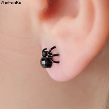 Креативные модные черные крошечные серьги-гвоздики в виде паука, милые серьги-манжеты, Милые серьги для Леди, девушек, женщин и мужчин