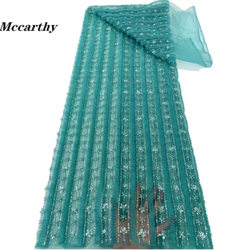 Кружевная ткань Mccarthy с африканскими блестками 2023, высококачественная вышивка бисером, Нигерийский Французский тюль, кружевной материал для свадебного платья 1