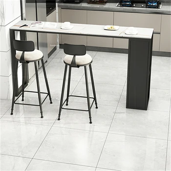 Легкие роскошные барные столы из шифера Итальянская кухонная мебель Ресторанный бар с узкой полосой, высокий стол и стулья, домашний стол-перегородка 1
