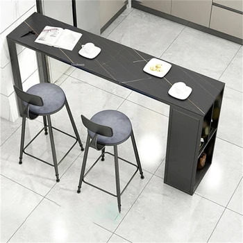 Легкие роскошные барные столы из шифера Итальянская кухонная мебель Ресторанный бар с узкой полосой, высокий стол и стулья, домашний стол-перегородка 2
